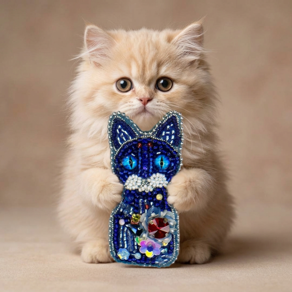 Brooch cat, Handmade Blue Cat Brooch, Beaded Cat Brooch, Hand Embroidered Animal Jewelry, Gift for Cat Lovers, Embroidered Brooch cat, Whimsical Cat Brooch, Sparkling Blue Brooch