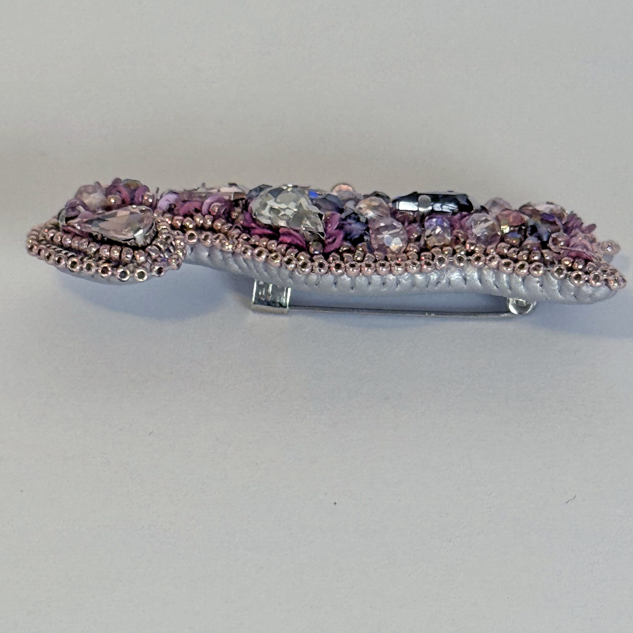 Handmade cat silhouette brooch, beaded and crystal brooch, gift cat brooch. — view 5