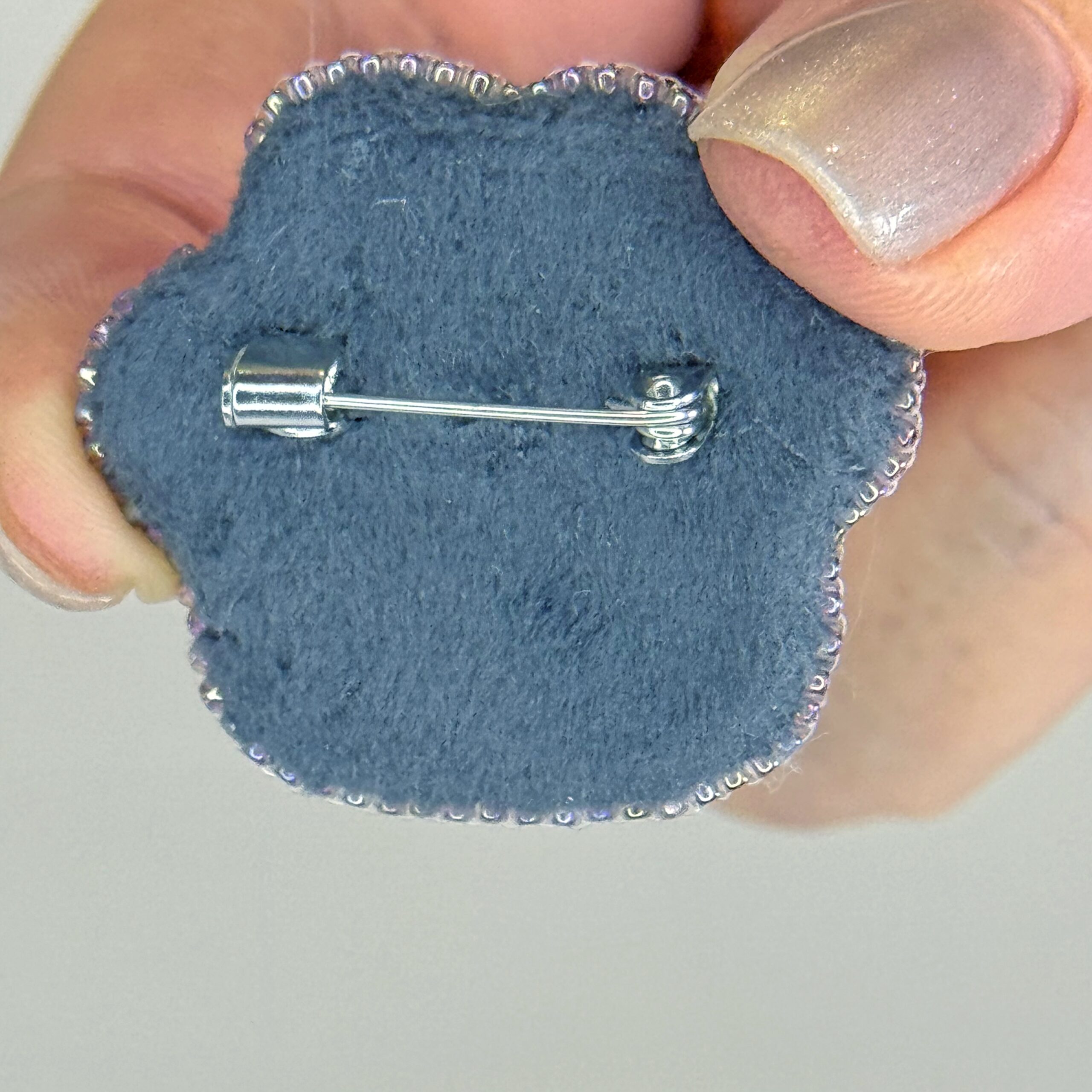 Grey Pink Paw Print Brooch, Pearl Paw Pin Crystal Bead, Handmade Animal Jewelry, Unique Cat Dog Lover Gift — view 8