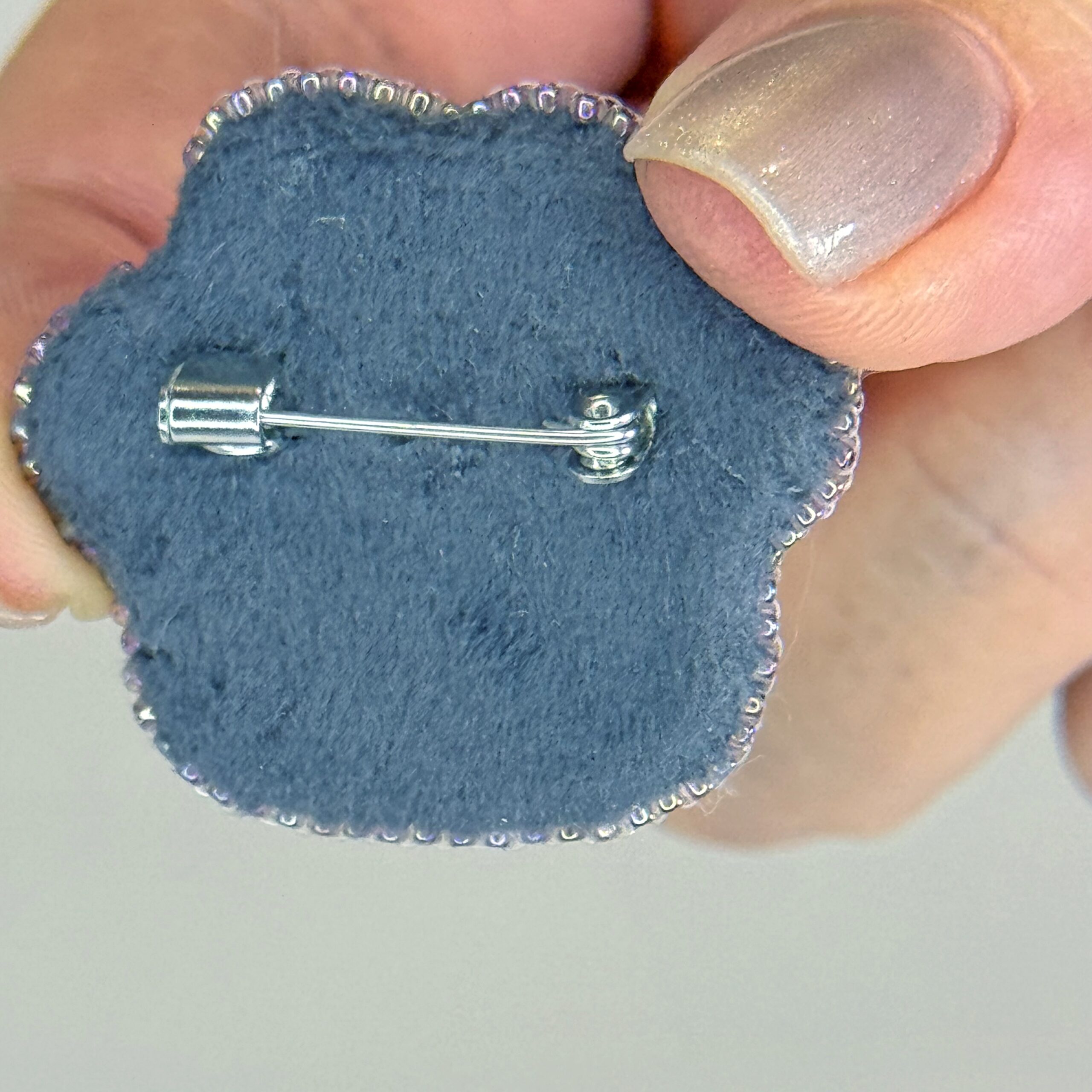 Grey Pink Paw Print Brooch, Pearl Paw Pin Crystal Bead, Handmade Animal Jewelry, Unique Cat Dog Lover Gift — view 9